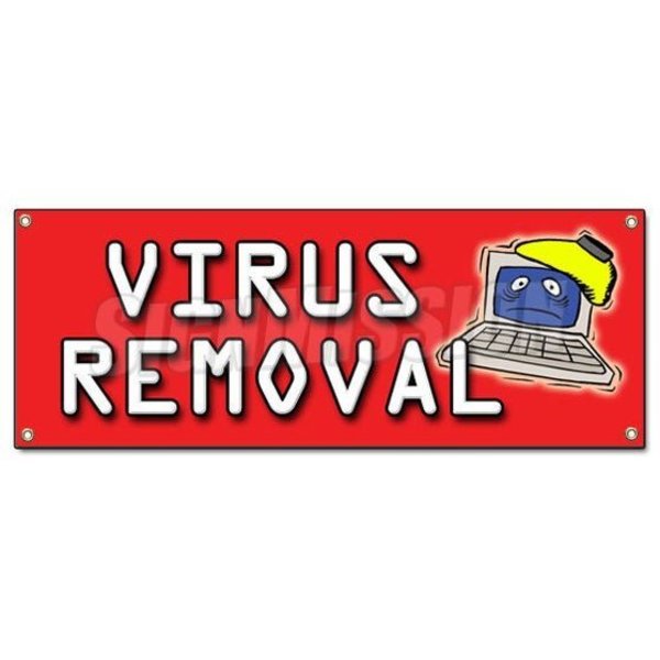 Signmission VIRUS REMOVAL BANNER SIGN computer repair fix PC IT laptop malware tech B-Virus Removal